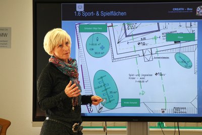 Die Bauplanerin Sylke Stumpf erläuterte die Baupläne bei einer Informationsveranstaltung im Rathaus. Die Bauplanerin Sylke Stumpf erläuterte die Baupläne bei einer Informationsveranstaltung im Rathaus.